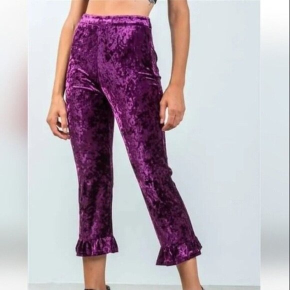 Cropped Purple Ruffle Pants - Picture 4 of 12